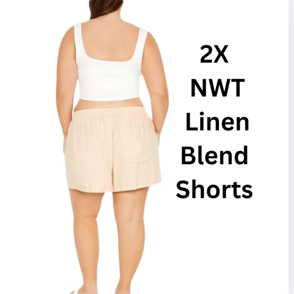 NWT 2X Linen Blend Shorts Oatmeal Summer Spring V-2461 - Picture 4 of 8